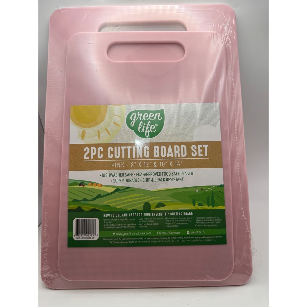 GreenLife 2pc Cutting Board Set Pink 8x12 and 10x14 Dishwasher Safe CC003859-001